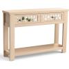Giantex 2-Tier Console Table with Drawers, Wood Entryway Table with 2 Drawers & Open Storage Shelf for Living Room Entryway, Easy Assembly Rectangular Accent Table (Natural)(Natural)