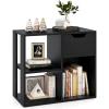 Giantex 3 Cube Bookcase with Drawer, 2 Tier Bookshelf for Small Space, Modern Freestanding Display Rack with Open Shelves, White Book Case, Wood Cube Storage Organizer Bedroom Living Room(Black)
