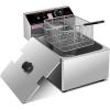 Giantex 3400W Commercial Deep Fryer Dual Tank, 12.8QT Stainless Steel Electric Deep Fryer with 2 Baskets, Lids and Temperature Control for French Fries Turkey Chicken Restaurant Home Kitchen(13″Lengthx17″Wx11.5″H)