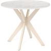 Giantex 36″ Round Wood Dining Table, Farmhouse Kitchen Table with Intersecting Pedestal Base & Solid Rubber Wood Legs, Vintage Coffee Tables for Dinette, Small Spaces, Restaurant, Brown(White Marble)