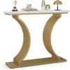 Giantex 39″ Entryway Console Table, Gold Narrow Console Table w/White Faux Marble Tabletop, Long Sofa Table with Geometric Metal Legs, Modern Entry Table for Living Room, Entrance, Foyer