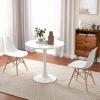 Giantex 3-Piece Dining Table Set for 2 – Kitchen Table Chairs Set with 32” Round Table, Dining Chairs, Dinette Table Set for Small Spaces, Breakfast Nook Table Set, Dining Room Table Set (Black+White)(White)