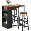Giantex 3-Pieces Dining Table Set, 36-Inches Rectangular Kitchen Table and 2 Barstools with Storage Shelves, Counter Height Table Set for Small Space, Breakfast Nook, Dinette, Pub, Living Room