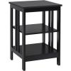 Giantex 3-Tier Nightstand, Modern Side Table with Storage Shelves and Reinforced Bars, Versatile Bedside Tables, Wooden End Table Night Stand for Bedroom, Living Room, Easy Assembly, Black(Black)
