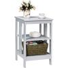 Giantex 3-Tier Nightstand, Modern Side Table with Storage Shelves and Reinforced Bars, Versatile Bedside Tables, Wooden End Table Night Stand for Bedroom, Living Room, Easy Assembly, Black(Grey)