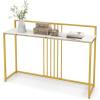 Giantex 47″ Console Table, Narrow Sofa Side Table w/White Faux Marble Tabletop & Golden Steel Frame, Space-Saving Foyer Tables for Entryway, Dining Room, Corridor, Living Room, Hallway Table