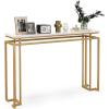 Giantex 47″ Entryway Console Table – Modern Hallway Table w/Gold Metal Frame & Anti-toppling Kit, Faux Marble Top, Long Sofa Side Table, Narrow Entryway Table for Living Room, Foyer, Entry Table