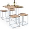Giantex 5 Piece Dining Table Set, Dining Set for 4 with Square Stools, Small Kitchen Table Set with Metal Frame, Compact Design for Small Space, Home Kitchen Bar Pub Apartment(Beige & White)