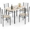 Giantex 5 Piece Dining Table Set, Kitchen Dining Set with Tempered Glass Table Top and 4 Chairs, Dinette Set for 4 for Breakfast Nook Dining Room Kitchen (Transparent)(Beech)