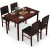 Giantex 5-Piece Dining Set for 4, Solid Wood Rectangular Table & 4 Chairs wtih Rubber Wood Legs, Kitchen Table and Chairs Set for Small Spaces Dinette Dining Room Restaurant (Rustic Brown)(Cherry Brown)