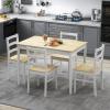 Giantex 5-Piece Dining Set for 4, Solid Wood Rectangular Table & 4 Chairs wtih Rubber Wood Legs, Kitchen Table and Chairs Set for Small Spaces Dinette Dining Room Restaurant (Rustic Brown)(Beige)