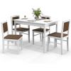 Giantex 5-Piece Dining Set for 4, Solid Wood Rectangular Table & 4 Chairs wtih Rubber Wood Legs, Kitchen Table and Chairs Set for Small Spaces Dinette Dining Room Restaurant (Rustic Brown)(White+brown)