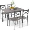 Giantex 5-Piece Dining Table Set, Modern Rectangular Dining Table & 4 Dining Chairs Set with Metal Frame, Kitchen Table and Chairs Set for Small Space, Dinette, Breakfast Nook (Black Oak)