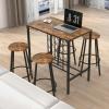 Giantex 5-Piece Dining Table Set for 4, Multifunctional 39.5″ x 23.5″ Bar Table with Glass Holders, Wine Rack, 4 Barstools, Kitchen Table and Chairs Set for Small Space, Pub, Dinette, Living Room