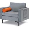 Giantex 68″ Modern Loveseat, 2-Seater Sofa Couch, Thick Cushion & 2 Bolsters, Armrest Magazine Cabby with 2 Pockets, Metal Legs, Ideal for Living Room Reception Room Office, Dark Grey(Grey&orange)