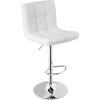 Giantex Bar Stools Set of 1, Modern PU Leather Height Adjustable Barstools with Back, Footrest, Metal Base, Armless Counter Height Swivel Stools for Kitchen Island, Home Bar, Cafe, Pub, Black(White)