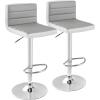 Giantex Bar Stools Set of 2, Adjustable Swivel Bar Dining Chairs with Anti-Slip Metal Base & Footrest, Counter Height Stools, PU Leather Barstools for Kitchen Island, Pub & Cafe, Grey(Grey)