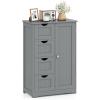 Giantex Bathroom Cabinet, Freestanding Storage Cabinet with 1 Door & 4 Drawers, 3-Level Adjustable Shelf, Anti-toppling System, Modern Storage Organizer for Bathroom, Living Room, Kitchen (Gray)(Grey)
