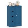 Giantex Bathroom Cabinet, Freestanding Storage Cabinet with 1 Door & 4 Drawers, 3-Level Adjustable Shelf, Anti-toppling System, Modern Storage Organizer for Bathroom, Living Room, Kitchen (Gray)(Blue)