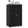 Giantex Bathroom Cabinet, Freestanding Storage Cabinet with 1 Door & 4 Drawers, 3-Level Adjustable Shelf, Anti-toppling System, Modern Storage Organizer for Bathroom, Living Room, Kitchen (Gray)(Black)