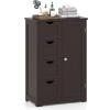 Giantex Bathroom Cabinet, Freestanding Storage Cabinet with 1 Door & 4 Drawers, 3-Level Adjustable Shelf, Anti-toppling System, Modern Storage Organizer for Bathroom, Living Room, Kitchen (Gray)(Brown)