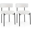 Giantex Boucle Dining Chairs Set of 2, Upholstered Round Kitchen Chair with Curved Backrest & Metal Legs, Modern Armless Side Chair, White Sherpa Accent Chairs for Dining Room(1Count (Pack of 2))