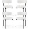 Giantex Boucle Dining Chairs Set of 2, Upholstered Round Kitchen Chair with Curved Backrest & Metal Legs, Modern Armless Side Chair, White Sherpa Accent Chairs for Dining Room(2 Count (Pack of 4))