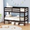 Giantex Bunk Bed Twin Over Twin, Solid Wood Detachable Bed Frame with High Guardrails & Integrated Ladder, Wooden Slatted Bunk Bed for Kids & Teens, No Box Spring Needed, White(Espresso)