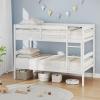 Giantex Bunk Bed Twin Over Twin, Solid Wood Detachable Bed Frame with High Guardrails & Integrated Ladder, Wooden Slatted Bunk Bed for Kids & Teens, No Box Spring Needed, White(White)
