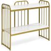 Giantex Console Table 2 Tier Narrow Entryway Table with Shelf, Faux Marble Tabletop and Metal Frame, Freestanding Skinny Sofa Side Table for Hallway, Dining Room, Living Room Foyer Tables (Gold)