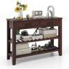 Giantex Console Table with 2 Drawers, 3-Tier Narrow Entryway Table with Storage, 2 Open Shelves & Solid Wood Legs, Wooden Long Sofa Side Table, Rectangular Entry Table for Home Living Room Hallway