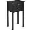 Giantex End Table w/ 2 Drawers Side Table Nightstand Multi-Purpose Accent Table Living Room Bedroom Home Furniture (1, White)(Black)