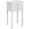 Giantex End Table w/ 2 Drawers Side Table Nightstand Multi-Purpose Accent Table Living Room Bedroom Home Furniture (1, White)(White)