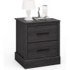 Giantex Farmhouse Nightstand Set of 2, Wood Bedside Table with 2 Storage Drawers, Compact Floor Night Stand, Walnut Accent Sofa Side Table for Bedroom(Grey Oak)