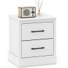 Giantex Farmhouse Nightstand Set of 2, Wood Bedside Table with 2 Storage Drawers, Compact Floor Night Stand, Walnut Accent Sofa Side Table for Bedroom(White)