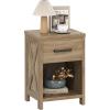 Giantex Farmhouse Nightstand, Wooden Bedside Table with Storage Drawer & Open Shelf, End Side Table, Rustic Night Stand for Small Space Bedroom & Home Office, Natural(1)