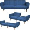 Giantex Foldable Futon Sofa Bed, Convertible Sofa Couch Upholstered Futon Sleeper Sofa, 3-Level Angle Adjustable, Pull Out Futon Bed Ideal for Compact Living Room Apartment, Dorm (Gray)(Navy)