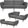 Giantex Foldable Futon Sofa Bed, Convertible Sofa Couch Upholstered Futon Sleeper Sofa, 3-Level Angle Adjustable, Pull Out Futon Bed Ideal for Compact Living Room Apartment, Dorm (Gray)(Grey)