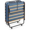 Giantex Folding Bed with Mattress, Rollaway Guest Bed w/ 4 Inch Memory Foam Mattress, Sturdy Metal Frame, Portable Bed Cot Size Easy to Store, Foldable Beds for Adults, Made in Italy(Blue)