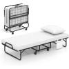Giantex Folding Bed with Mattress and Top Pillow, Twin Size Portable Guest Beds w/Metal Frame, Storage Pocket, Space-Saving Rollaway Foldable Bed with Memory Foam Mattress for Adults, 75″ x 39″(Small Single)