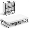 Giantex Folding Bed with Mattress for Adults, Twin Size Rollaway Beds for Guest, Space Saving Portable Foldable Bed w/Memory Foam Mattress & Metal Frame for Easy Storage, 75″x 38″(Twin)