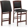 Giantex Folding Counter Height Bar Stools Set of 2, 24.5″ Farmhouse Barstools w/Padded Back & Seat, Footrest, Rubber Wood Legs, No Assembly Needed, Upholstered Bar Dining Chairs for Kitchen Island