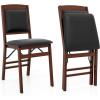 Giantex Folding Dining Chairs Set of 2, Foldable Wood Kitchen Chairs with Padded Seat, Solid Wood Frame, Max Load 400 Lbs, No Assembly Easy to Store Wooden Dining Chairs for Apartment, Small Space(Walnut-padded Back)