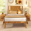 Giantex Full Size Bed Frame – Acacia Wood Platform Bed Frame with Headboard, 12 Strong Slats Support, Under-Bed Space, No Box Spring Needed, Rustic Golden Brown(Twin)