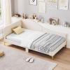 Giantex Full Size Upholstered Daybed, Rivet-Tufted Platform Bed with Headboard, Metal Legs & Wood Slats, L-Shaped Corner Sofa Bed for Living Room & Guest Room, No Box Spring Needed, Grey(Beige)