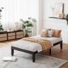 Giantex King Wood Platform Bed Frame, 14 Inch Solid Rubber Wood Mattress Foundation, Heavy Duty Wooden Slats Support, No Box Spring Needed, Easy Assembly, Natural(Espresso)
