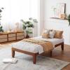 Giantex King Wood Platform Bed Frame, 14 Inch Solid Rubber Wood Mattress Foundation, Heavy Duty Wooden Slats Support, No Box Spring Needed, Easy Assembly, Natural(Walnut)