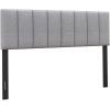 Giantex Linen Upholstered Headboard, Adjustable Width Button Tufted Headboard Only with Solid Wood Legs, Attach Frame, Modern Headboards for Queen Full Size Bed, Beige(Gray)