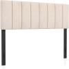 Giantex Linen Upholstered Headboard, Adjustable Width Button Tufted Headboard Only with Solid Wood Legs, Attach Frame, Modern Headboards for Queen Full Size Bed, Beige(Beige)
