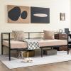 Giantex Metal Twin Daybed Frame, Day Bed with Metal Slat Support & 3-Sided Guardrails, 2-in-1 Space-Saving Sofa Bed for Living Room Guest Room, No Box Spring Needed, Black(Twin)